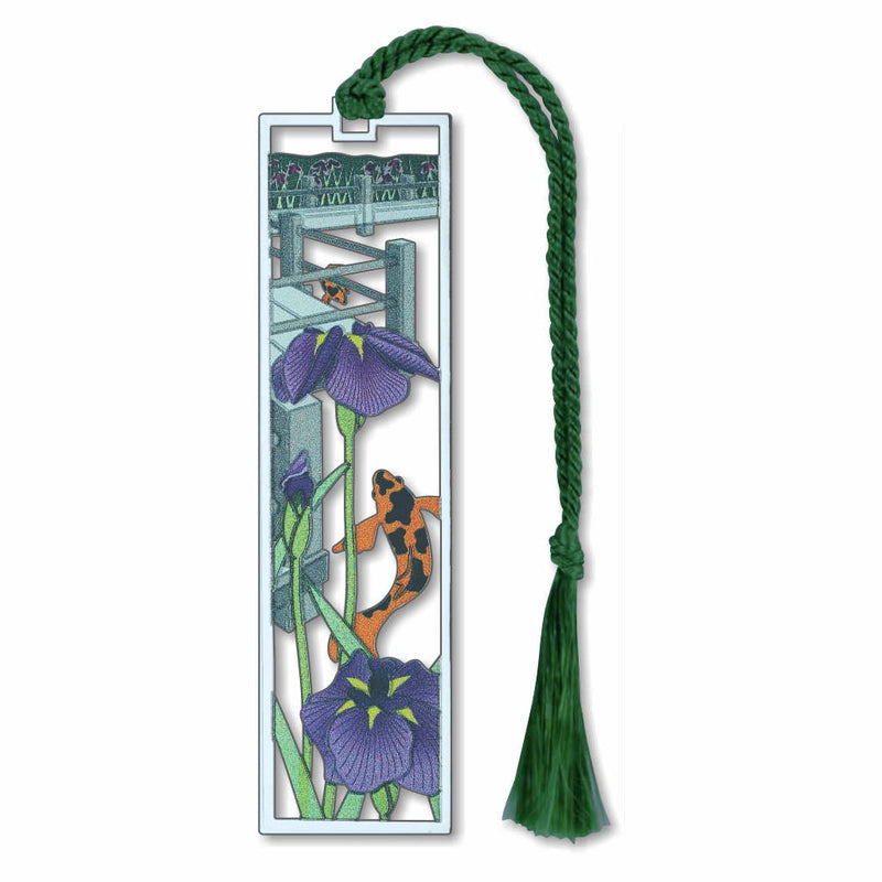 David Howell and Company - Siberian Iris, Koi and A Zig Zag Bridge Metal Bookmark