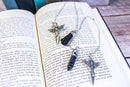 Bookish Trinkets - Fantasy Dagger Chain Bookmark With Charm and Tassel: Black Crystal