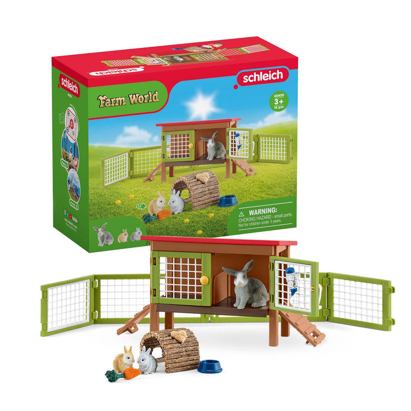 Schleich - Rabbit Hutch Farm Figurine Toys Play Set