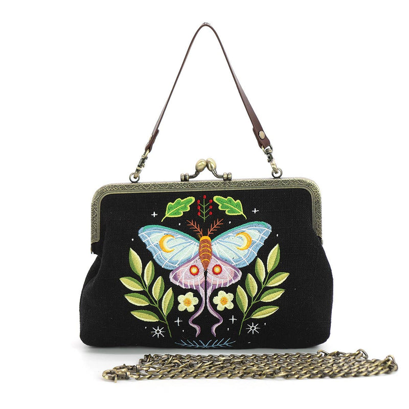 COMECO INC - Butterfly Vintage Kisslock Bag: Black