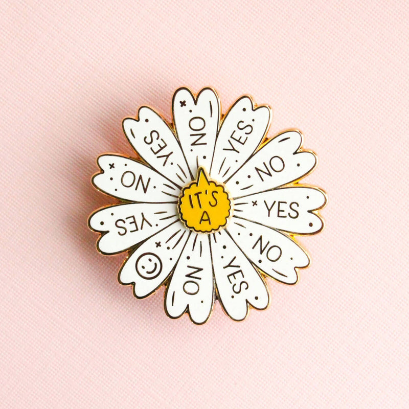 Occasionalish - Spinning Daisy Enamel Pin, Interactive Pin, Spinning Pin