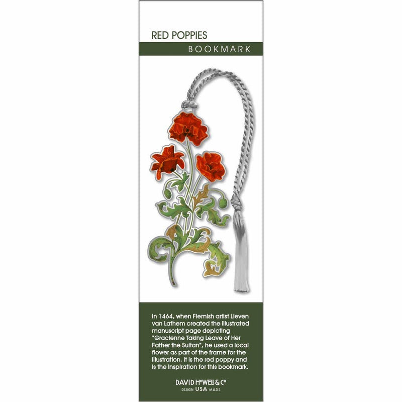 David Howell and Company - Red Poppies Metal Bookmark